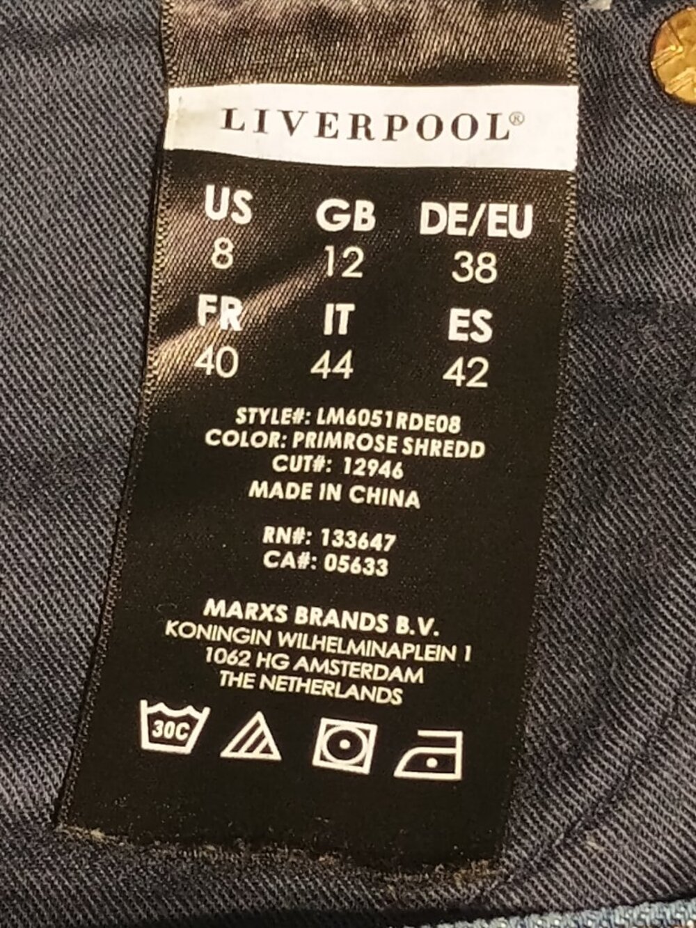 Liverpool Denim Distressed Mini Skirt Size 8/29 Blue Wash Raw Hem Embroidered - Picture 10 of 10